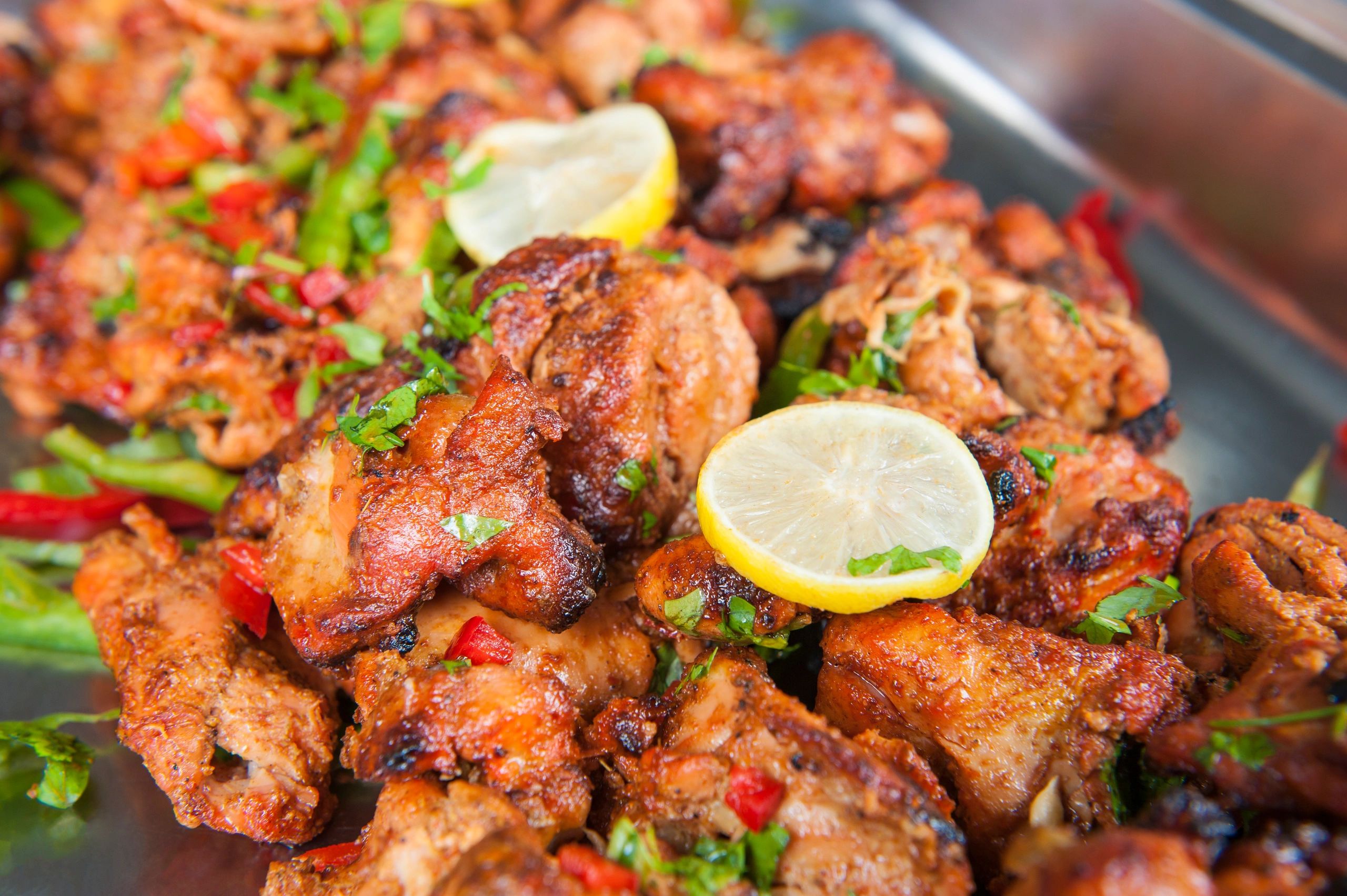 Chicken tikka tandoori pieces served hot and ready to enjoy